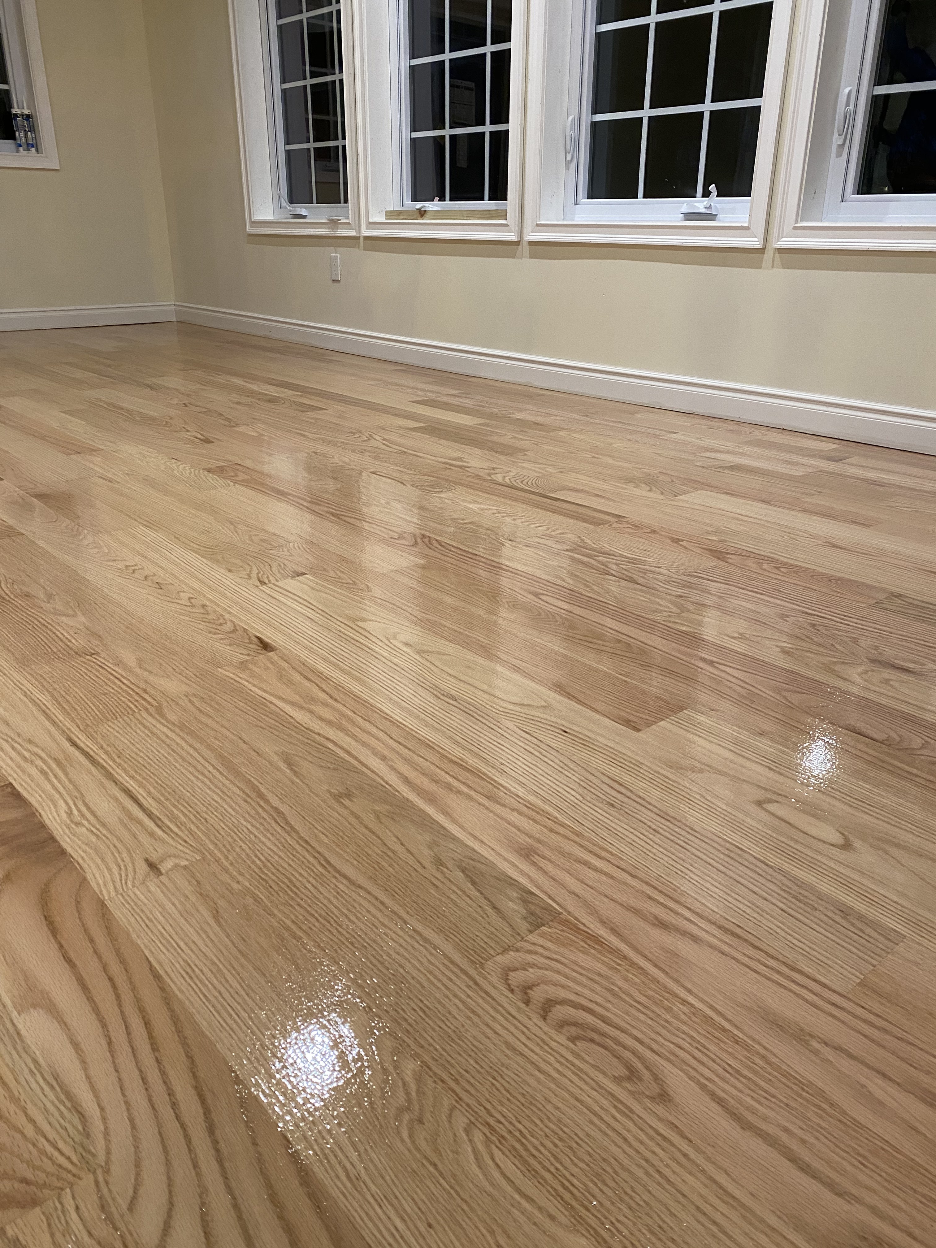 Freshly refinished hardwood floor