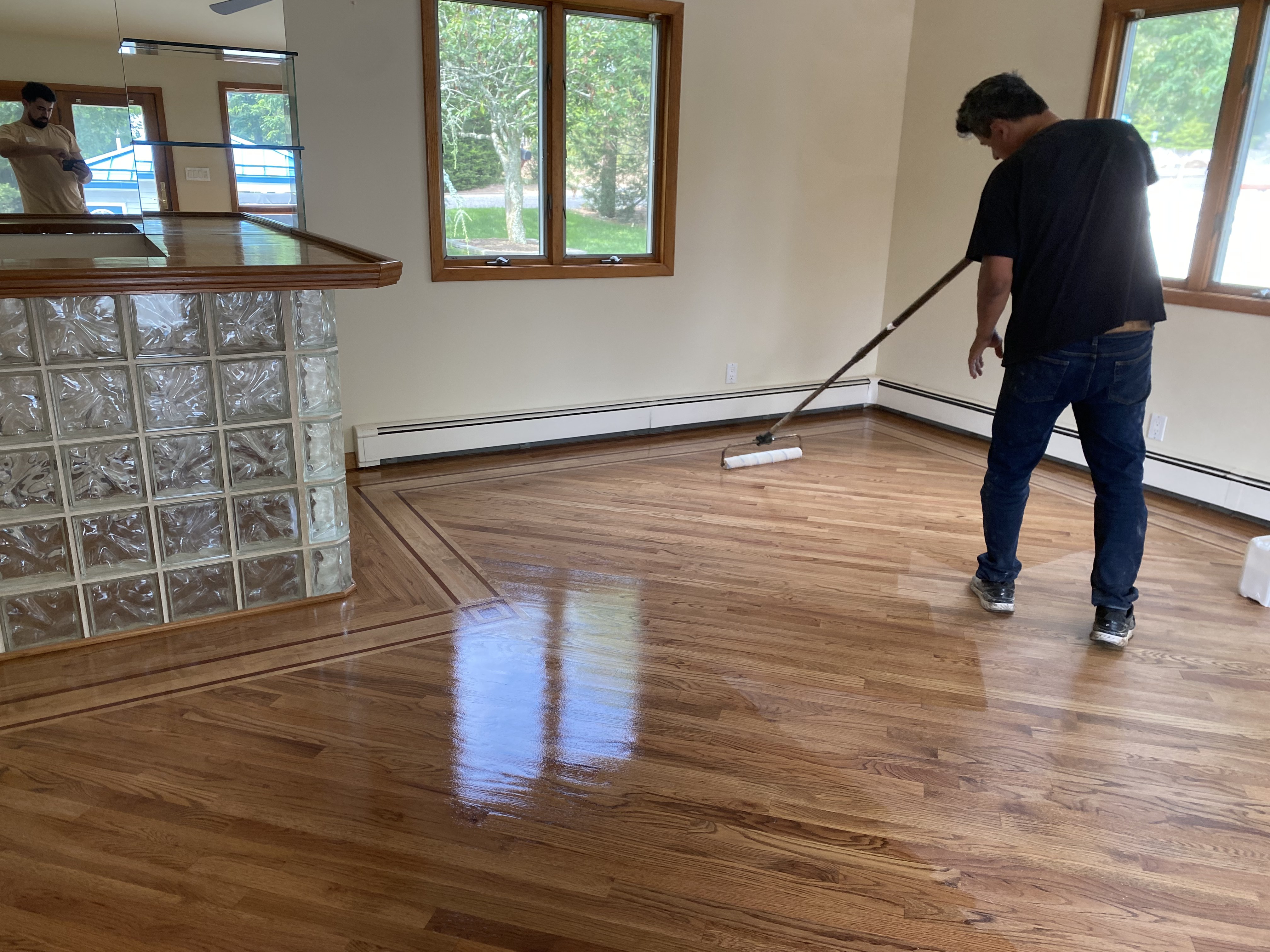 Refinished hardwood floor detail