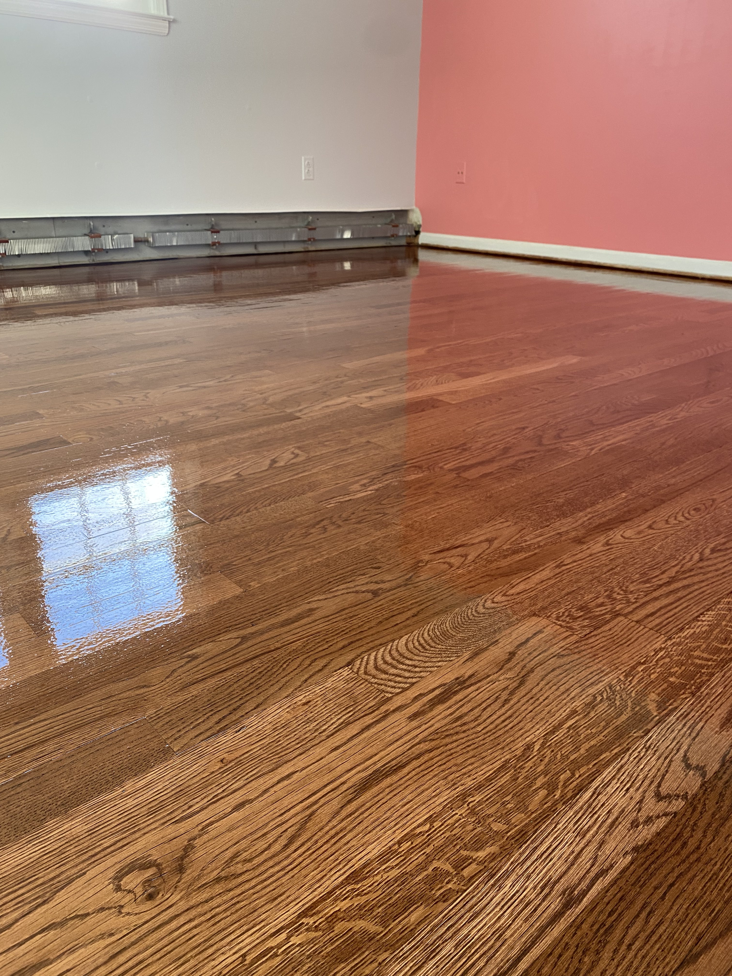 Freshly refinished hardwood floor