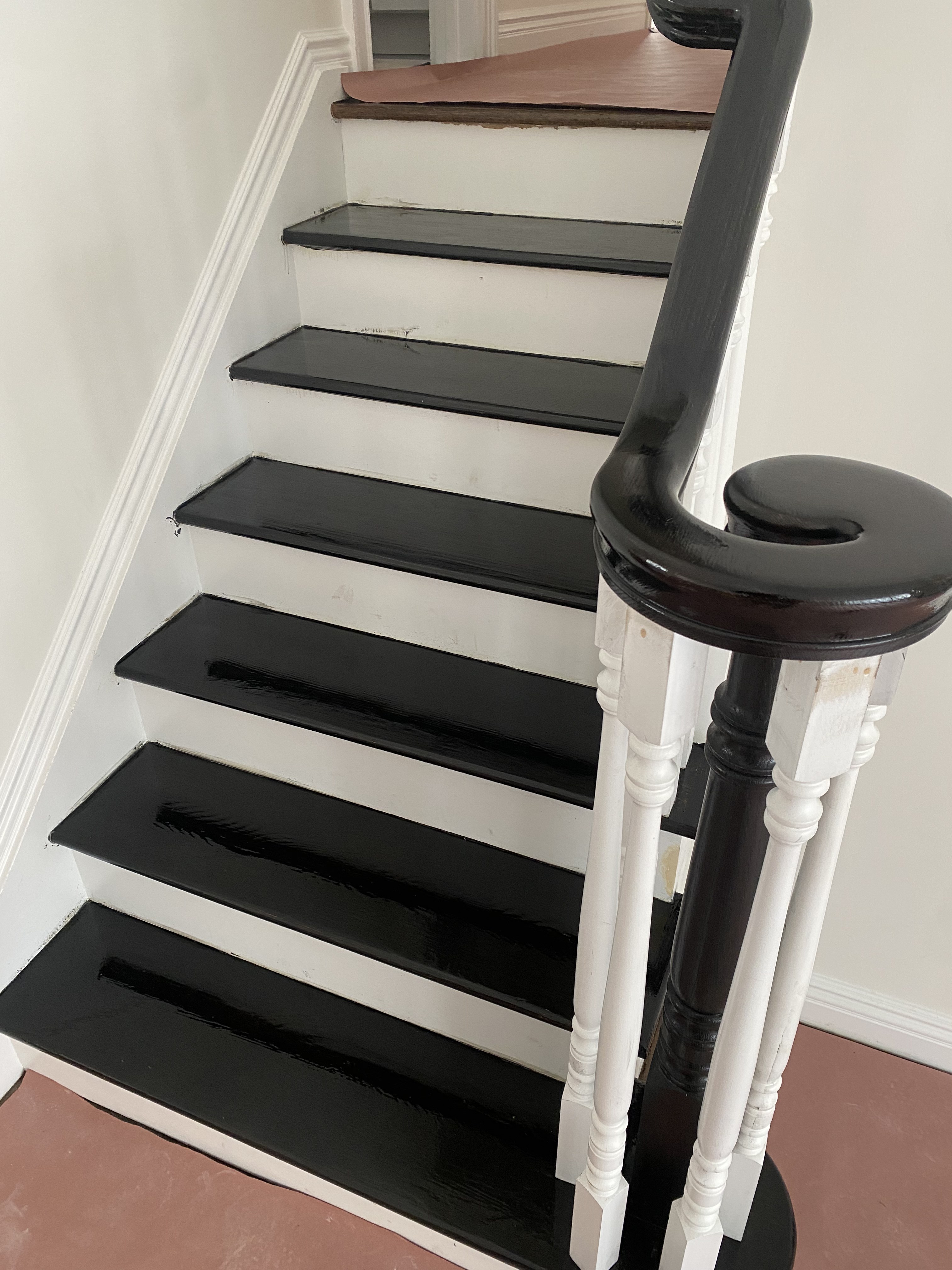 Refinished hardwood staircase