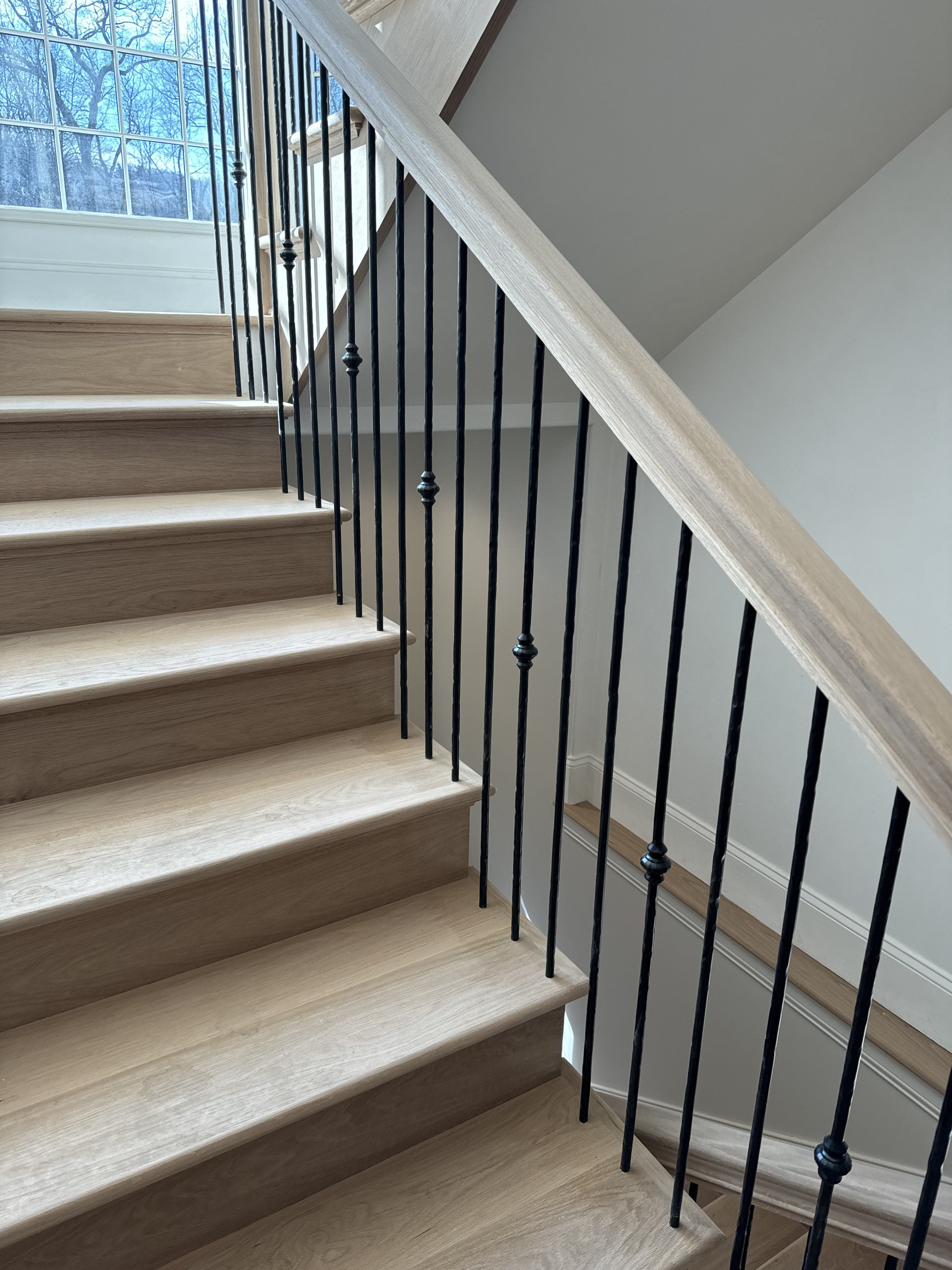 Custom staircase with hardwood treads