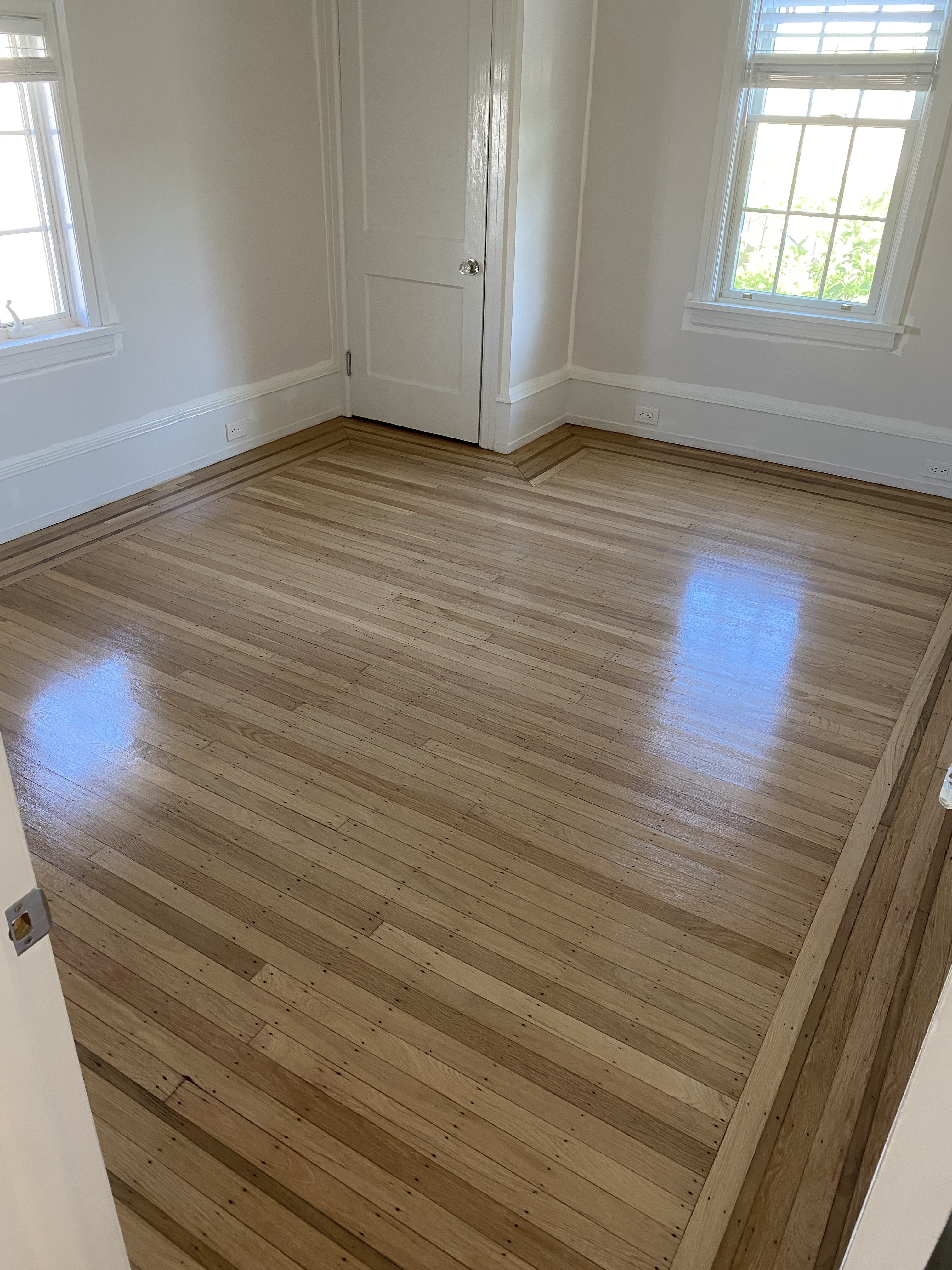 Freshly refinished hardwood floor
