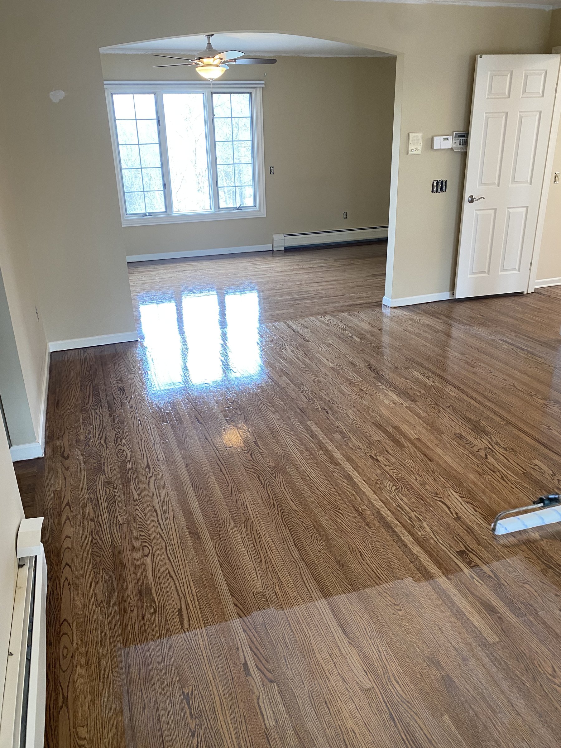 Sanded hardwood floor ready for stain